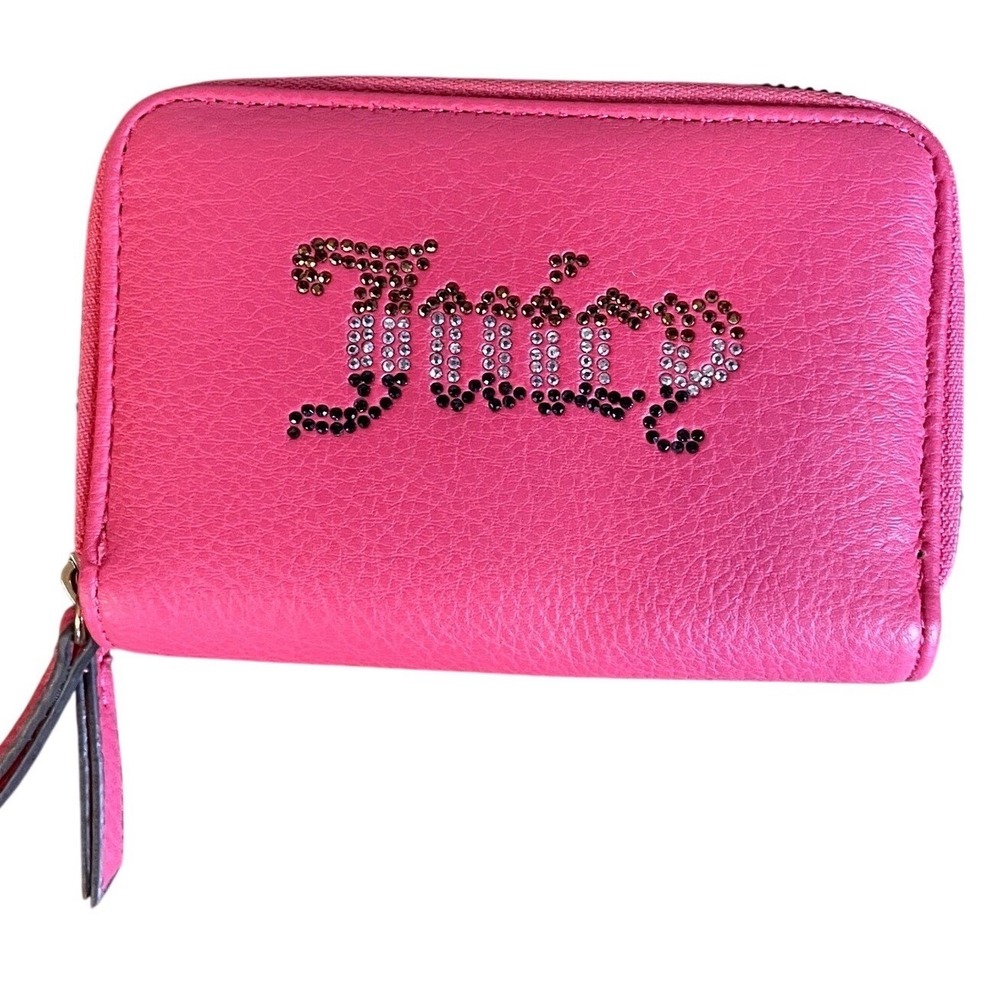 Juicy Couture Hot Pink Rhinestone Wallet Y2K McBling Ombre Crystal Zip‎ Around